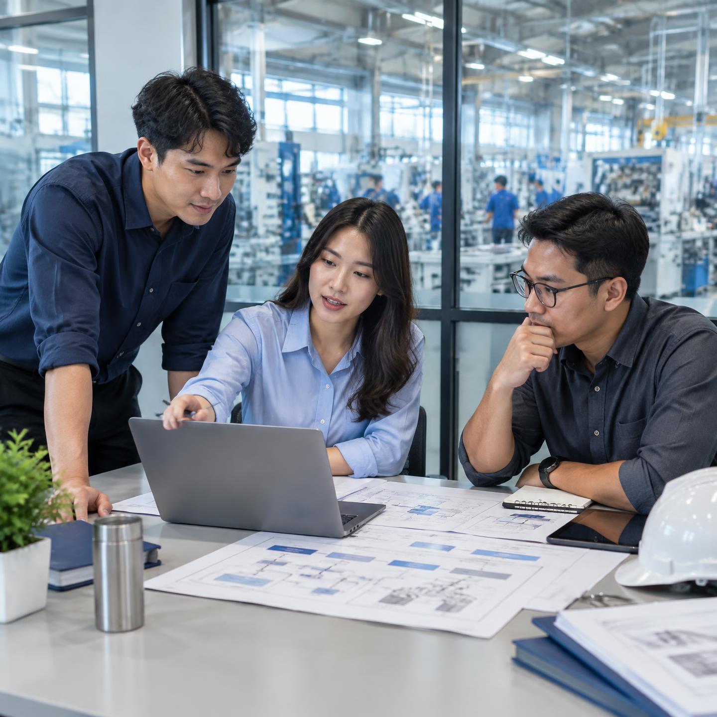 Software team mapping a client's manufacturing workflow