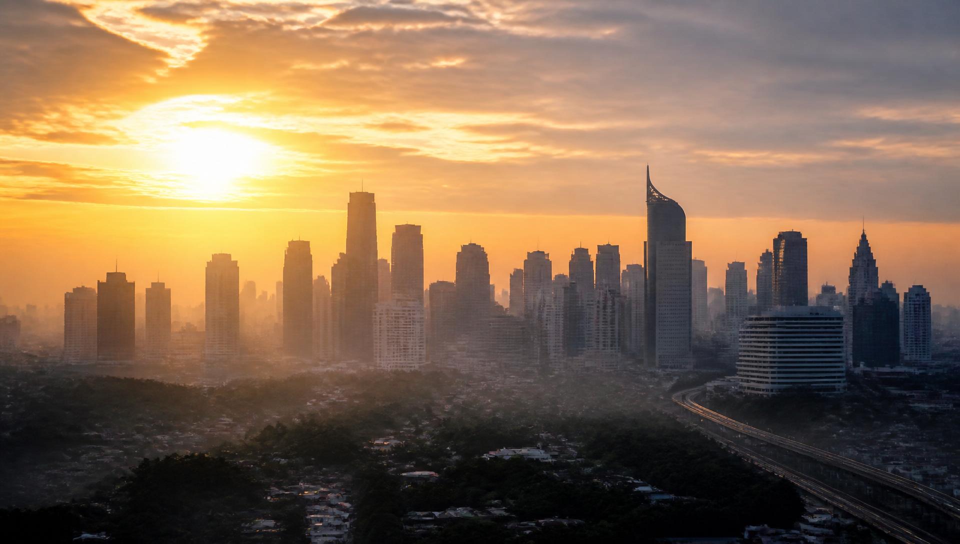 Southeast Asian skyline at sunrise